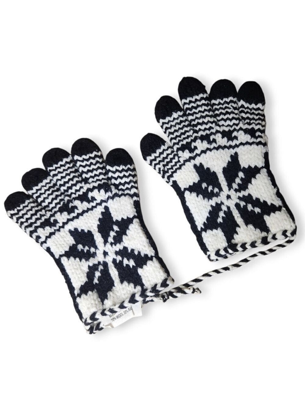Handmade Wool Blend Knit Gloves